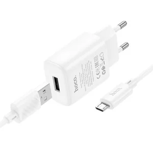 Incarcator de retea Hoco C134A Solid single-port charger set(Micro) [White]